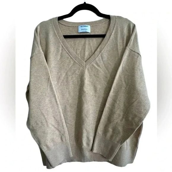 Old Navy SoSoft Lite Loose V-Neck Sweater, Size L (12/14), Mushroom - Picture 4 of 7